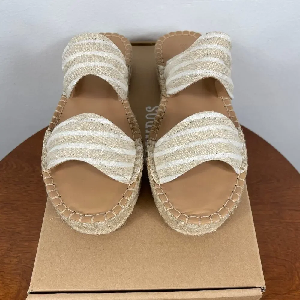 New Soludos Aarin Espadrille Sandals in Tan / Ivory Women's Size 6.5